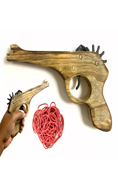 Hyd لعبة مسدس رمي مطاطي خشبي، مسدس رعاة البقر