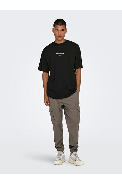 Only & Sons Unscored Rlx Print Ss Tee Noos 22030925   Black