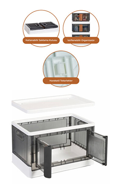 Vienev Çok Amaçlı Istiflenebilir Katlanır 4'lü Beyaz Düzenleyici Dolap Seti