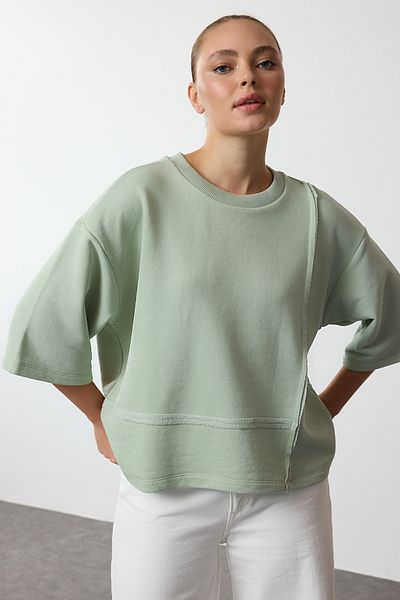 Trendyol Collection Πλεκτό μπλουζάκι Truvakar Mint Comfortable Sleeve - Twoaw25ts00017