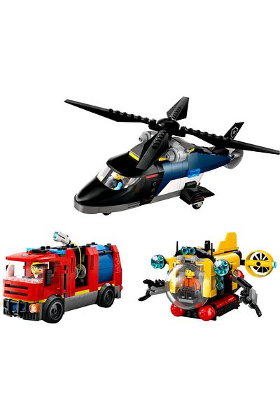 LEGO ® City Helicopter, Fire Engine & Submarine Remix Toy Building Set 60462