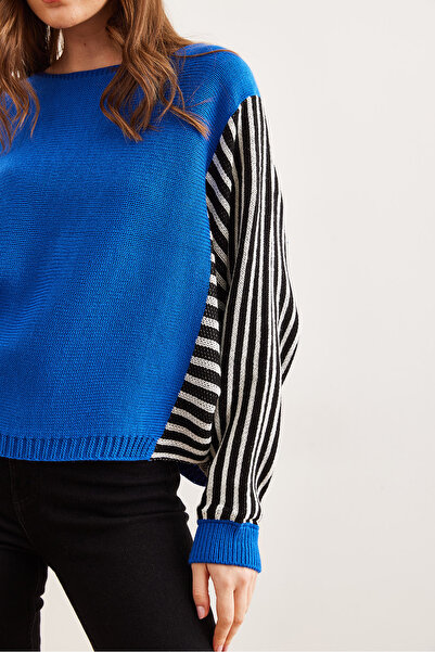Olalook Синій трикотажний светр Saks з жіночим рукавом KZK19000817