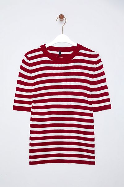 Trendyol Collection Red Basic Striped Sweater Twoss20Kz0075