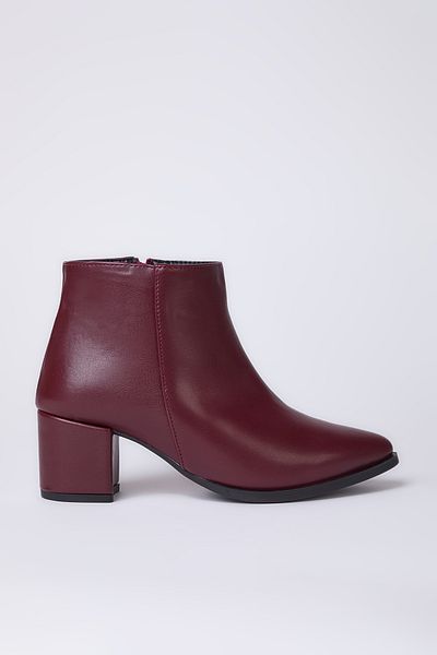 TRENDYOL SHOES Botine de damă cu toc bloc cu fermoar bordeaux TAKAW25BO00010