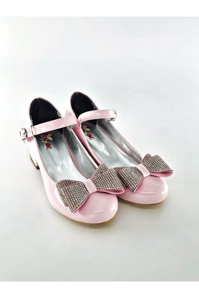 Julshen Girl's Evening Dress Heeled Shoes with Bow