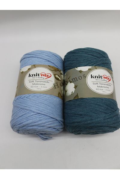 knitme 2 τεμάχια 3 mm μπορούν να τραβηχτούν 250 γραμμάρια 60 στρώσεις βαμβακερό σχοινί μακραμέ - 2x250 γραμμάρια