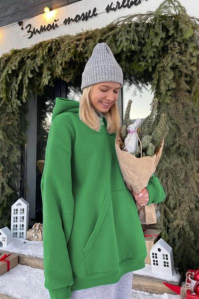 Moda Glo Hanorac oversize cu glugă și coaste