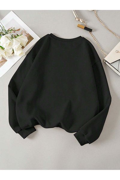 Moda Glo Women's Paris Printed Oversize Crew Neck Sweatshirt