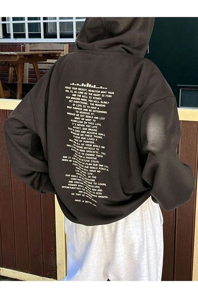 Moda Glo Unisex φούτερ oversize με κείμενο τυπωμένο στην πλάτη