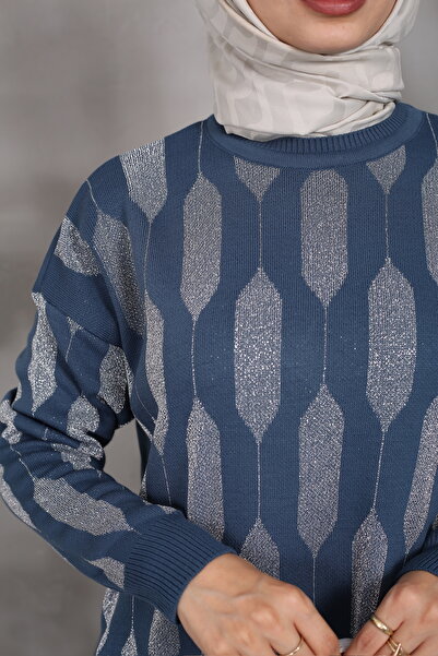 MODA Ασημένιο πλεκτό τουνίκ