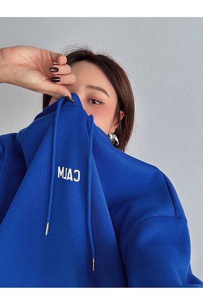 Moda Glo Унисекс голям суичър с качулка с щампа на гърба