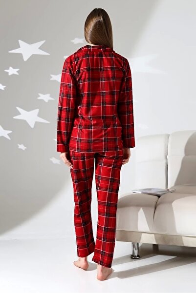 LadyMina Pijama Vánoční dárek červené kostkované pyžamo sada