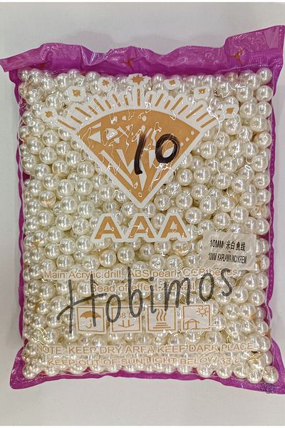 Hobimos 500 Grams 10 mm Cream Lux Plated Plastic Pearl Beads - Jewelry Making Beads - 900 Pieces