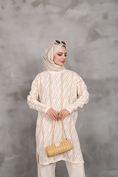 MODA Πλεκτό τούνικ με σχέδιο με γκλίτερ