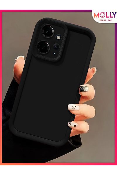 Molly حافظة سيليكون ذات حواف سوداء سميكة لهاتف Xiaomi Redmi Note 12 4G