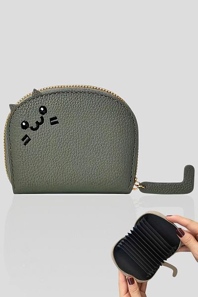 roseberry Green Cat Wallet Multi-Compartment Faux Leather - R1006