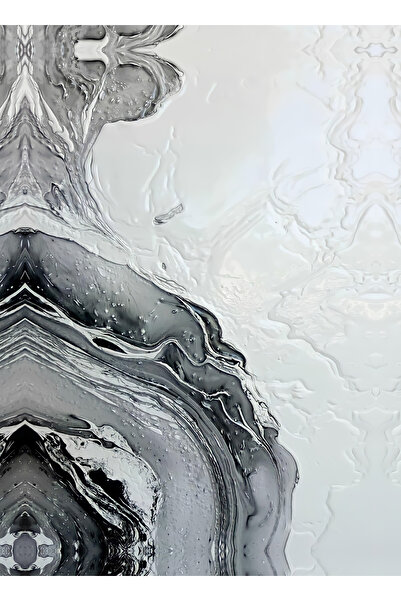 Harikabirev HARİKABİREV|SİYAH BEYAZ RENK SEVİLEN SOYUT DALGA SETİ 2 |ÇERÇEVELİ CAM TABLO 3LÜ DİKEY