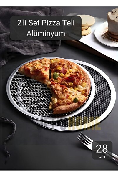 Ege Pastacılık 2li Set Pizza Tepsisi Alüminyum Pizza Teli Lahmacun Tepsisi 28 Cm