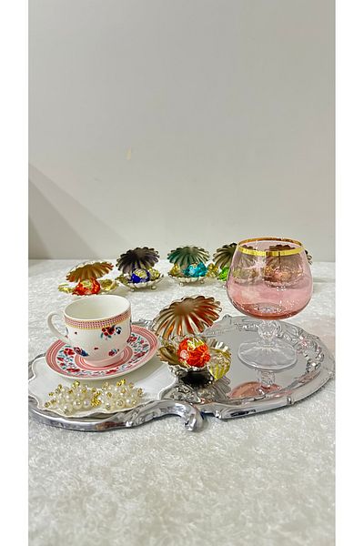 USD HOME Set of 6 Silver Mushroom Coffee Side Delight Dragee