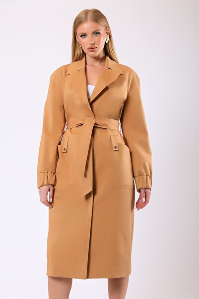 Leather Club Camel Jesicca Trench Kaban
