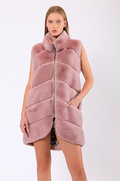 Leather Club Pembe Valentina Kürk Yelek