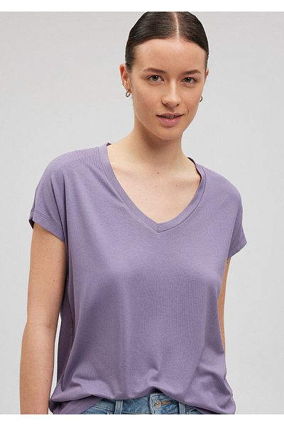 Mavi Purple V-Neck Viscose T-Shirt - Regular Fit167714-70608