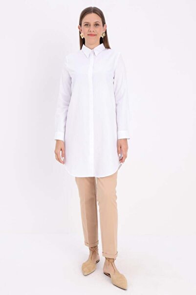 ALLDAY White Basic Hidden Placket Shirt Tunic