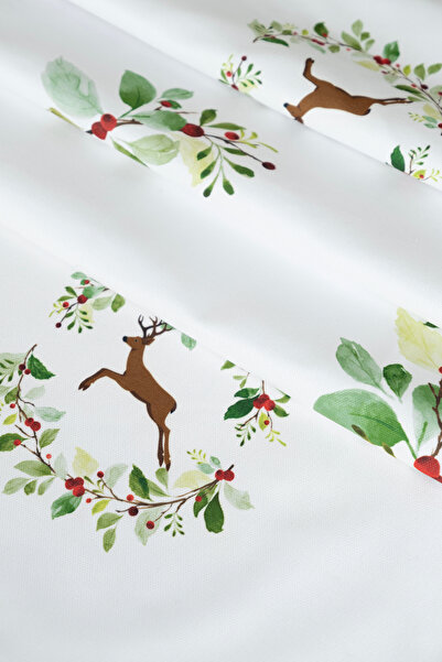 Koza Home Charm Renkli Geyik Baskılı Krem Runner 45X140 35260A