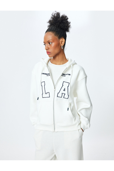 Koton Hanorac cu glugă cu buzunar cu trei fire de broderie ridicată