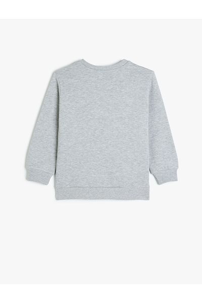 Koton Cotton Raised Crew Neck Long Sleeve Basic Sweatshirt