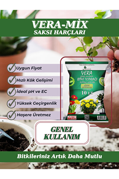 MF Botanik Veramix Özel Karışım Saksı Harcı Ithal Torf - Cocopeat Bitki Toprağı 10 Litre