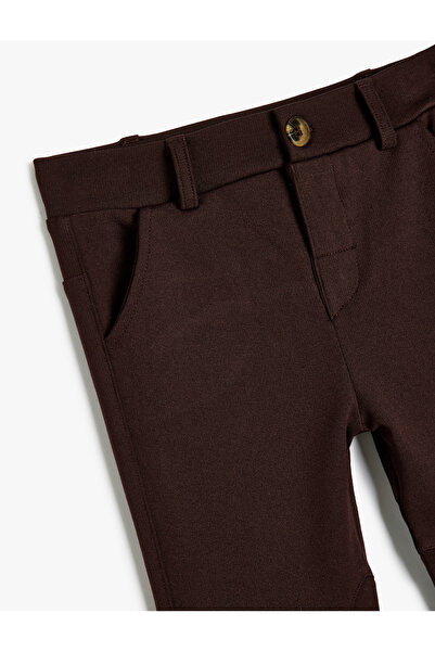 Koton Viscose Pants Leggings - with Pocket Detail and Button Closure