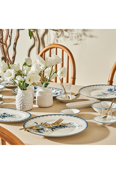 Bella Maison Bleu Blanc Porselen 26 Parça 6 Kişilik Kahvaltı Takımı Mavi