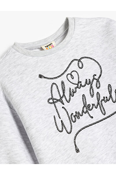 Koton Slogan Baskılı Bisiklet Yaka Uzun Kollu Şardonlu Sweatshirt