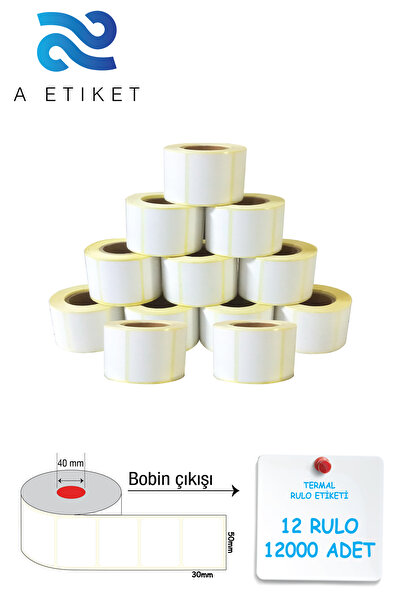 A Etiket Termalno Etiketa sa barkodom 30x50mm 12 rola 1000s omota