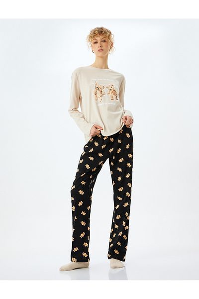 Koton Set pijamale din bumbac cu model ursuleț