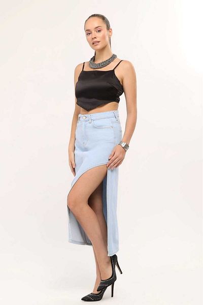 SHEVEGA FEMEIE ICE BLUE FUSTA ASIMMETRICA DE BLUGI CU PARTE LUNGA