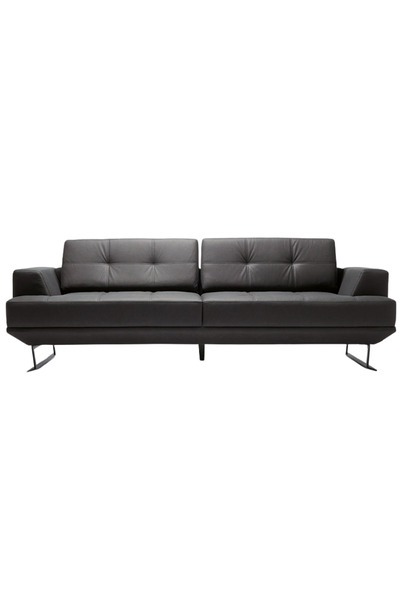 BEKALIVING Bavaria Metal Ayak Deri Siyah Üçlü Kanepe