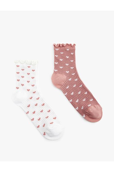 Koton Set of 2 Heart Multicolored Ruffled Socks