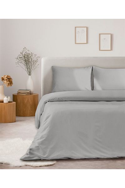 Evim Σετ Παπλωματοθήκη Akfil 100% Βαμβάκι Διπλό 200x220 εκ. Γκρι