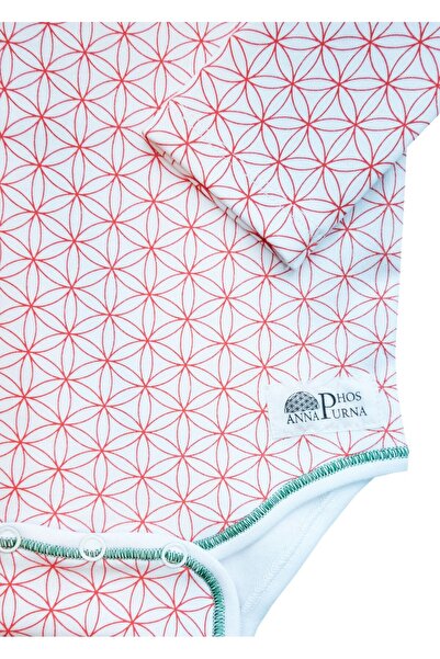 Ozmoz By Mukadder Özden Organic Flower of Life Patterned White Baby Bodysuit
