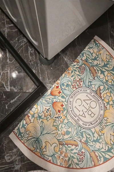 Else Dekor Water Absorbent Shower Front Bath Mat Toilet Seat One Piece Half Moon Bath Rug