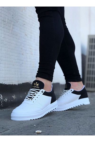 Wagoon Wg022 Λευκά Μαύρα Ανδρικά Casual Παπούτσια