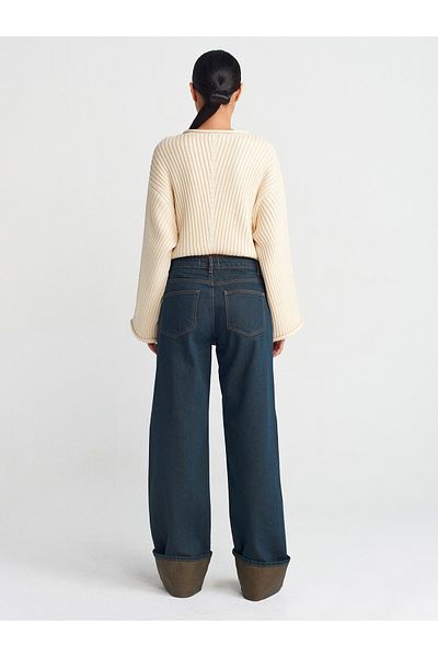 Dilvin 71763 Tinted Curly Leg Denim Trousers