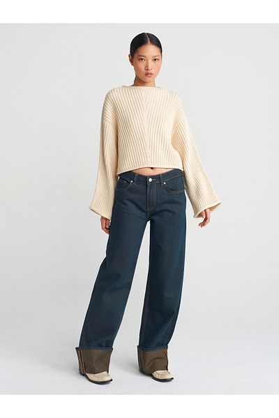 Dilvin 71763 Tinted Curly Leg Denim Trousers