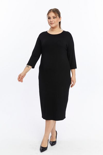 Alesia Three Quarter Sleeve Plus Size Solid Color Long Viscose Dress