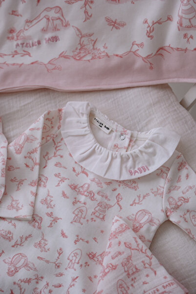 Atelier Babbi 100% Cotton 5-Piece Newborn Set - Toile De Jouy/Pink