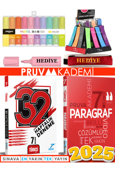Pruva Akademi 7. SINIF TÜRKÇE 32 HAFTALIK DENEME + 7. SINIF PARAGRAF + Fosfor...