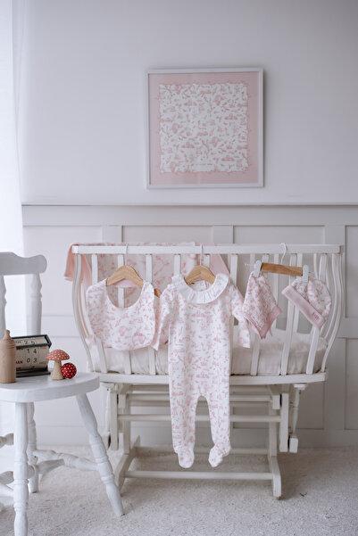 Atelier Babbi 100% Cotton 5-Piece Newborn Set - Toile De Jouy/Pink