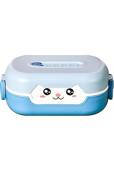 COOYA Bento Box, Lunch Boxes, Cartoon 2 Grid Heat Insulation Portable Leakproof Food Container, Blue
